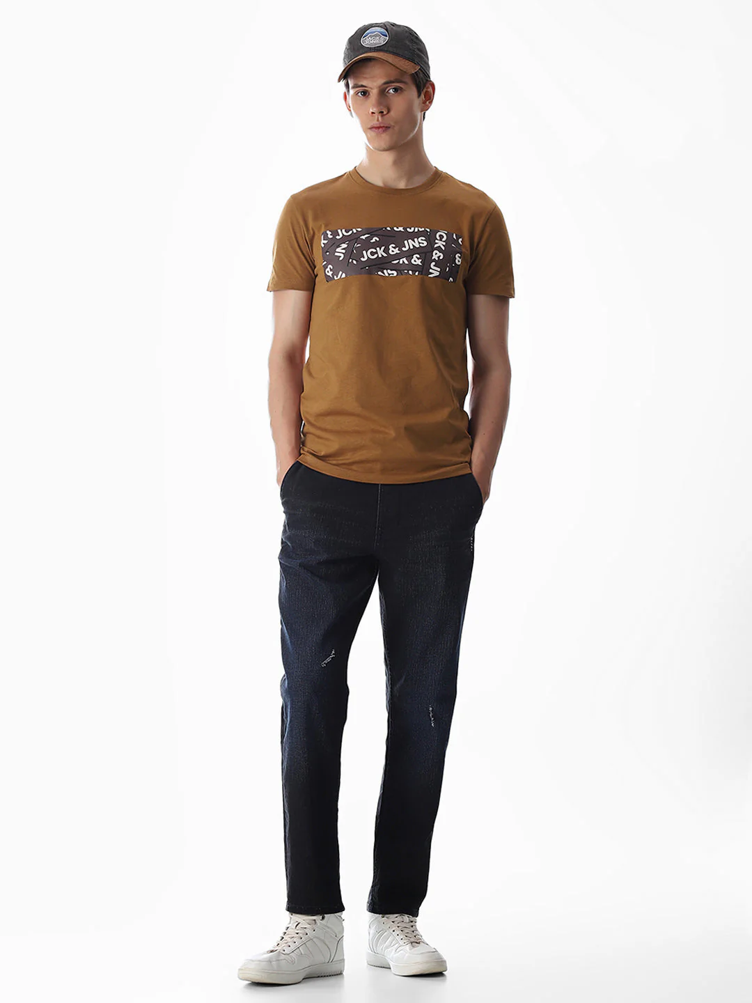 Chest Print Slim Fit T-shirt - Brown - Image 6