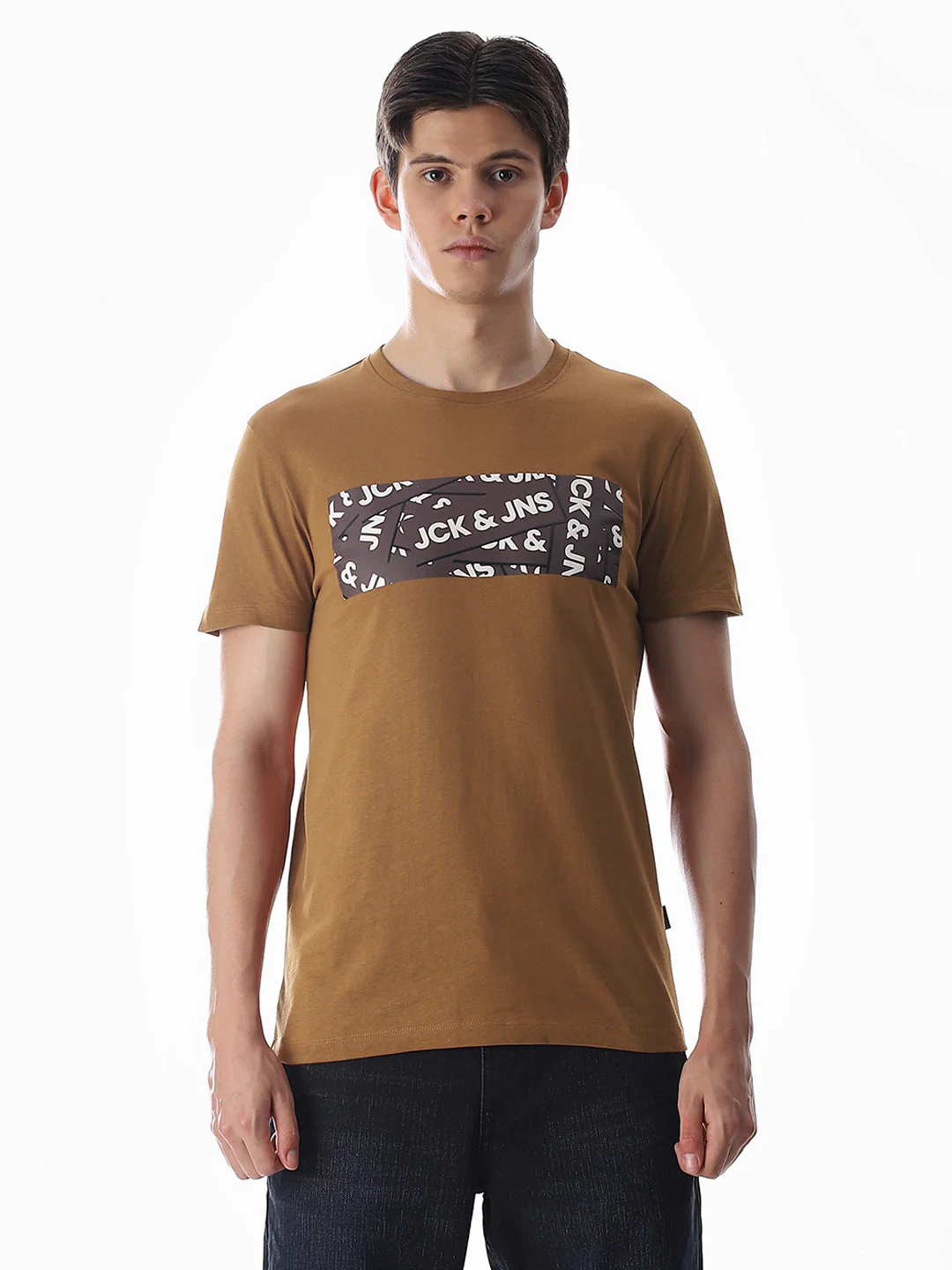 Chest Print Slim Fit T-shirt - Brown - Image 8