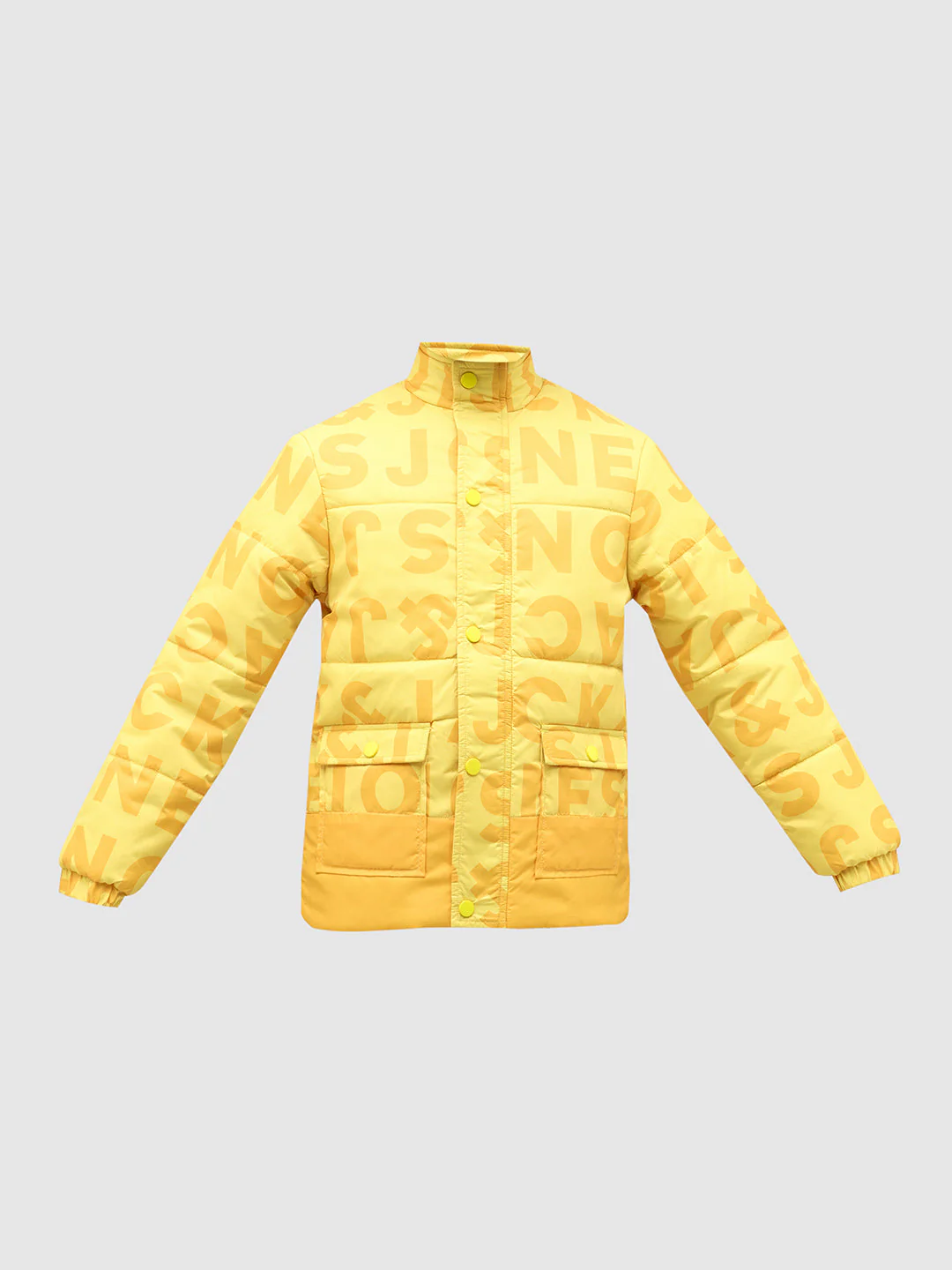 Boys Yellow Typography Puffer Jacket - Image 7