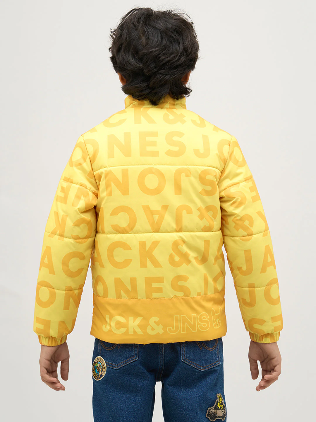 Boys Yellow Typography Puffer Jacket - Image 9