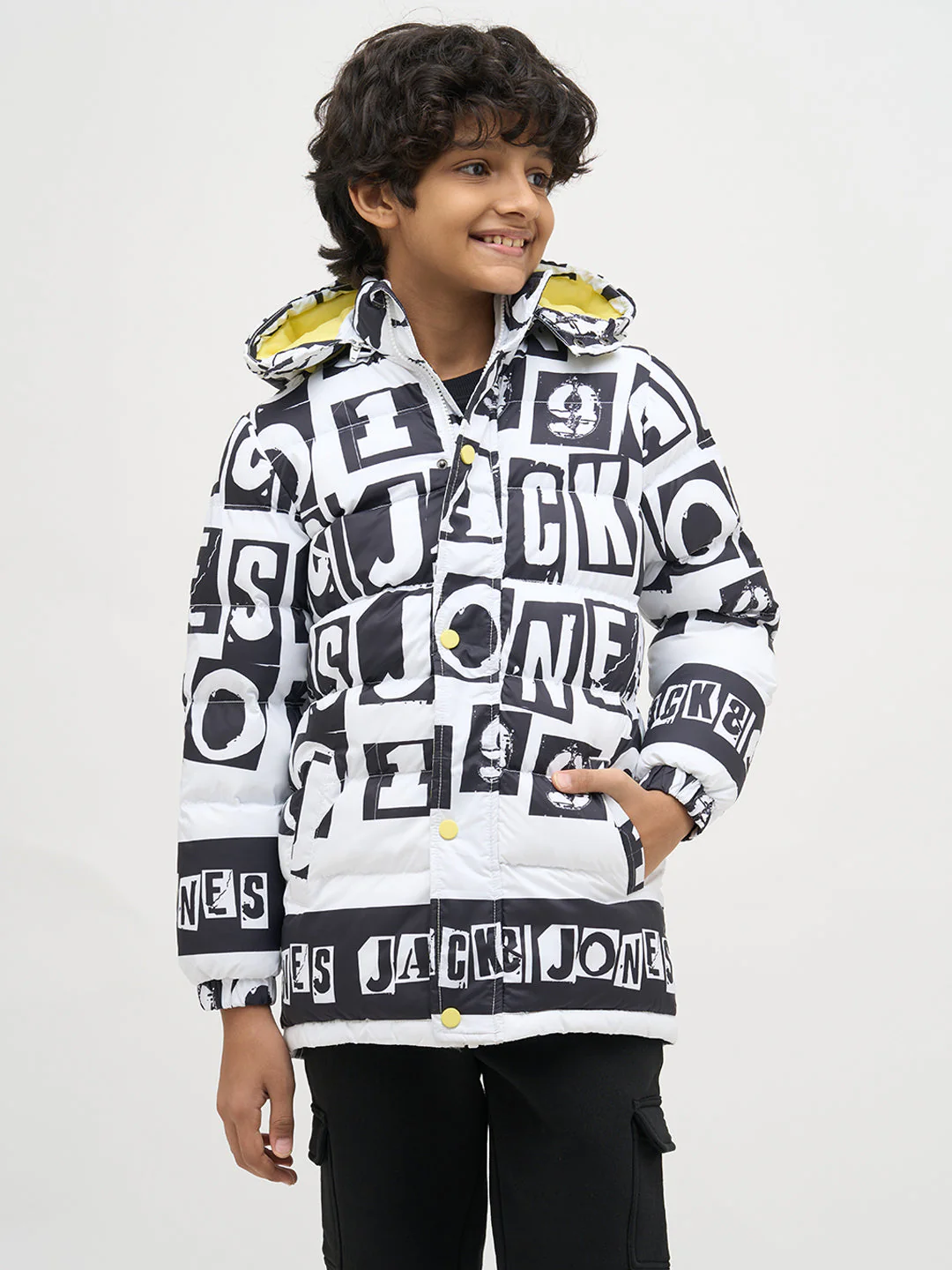 Boys Typographic Print Hooded Jacket - Image 2