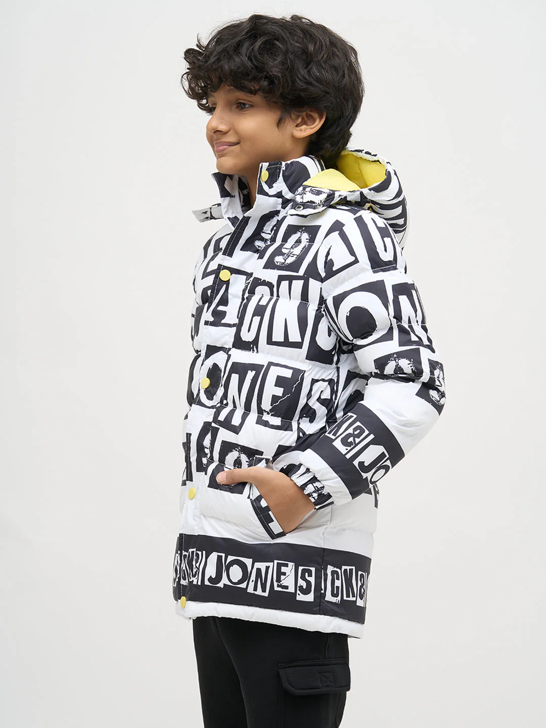 Boys Typographic Print Hooded Jacket - Image 3