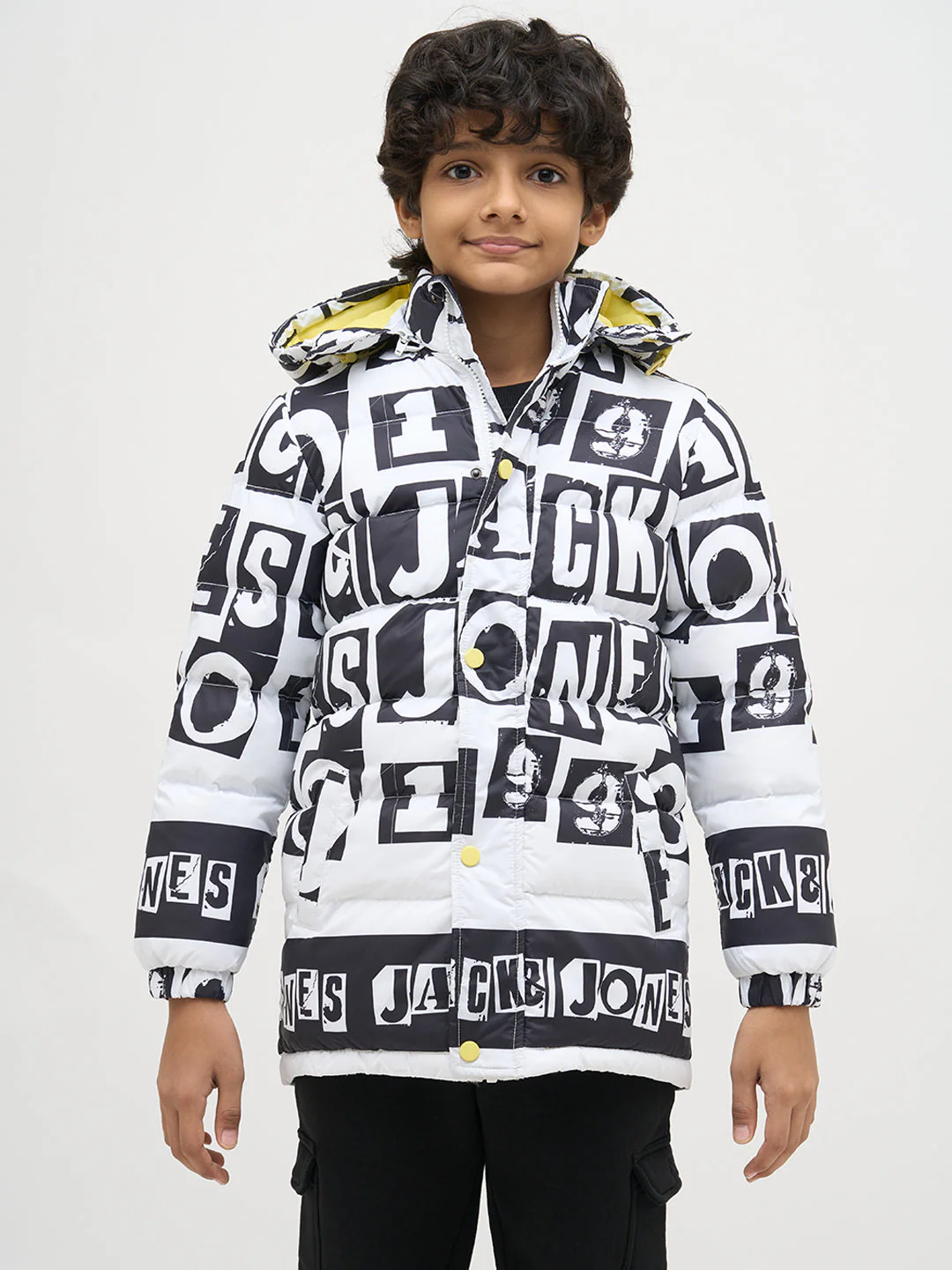 Boys Typographic Print Hooded Jacket - Image 8