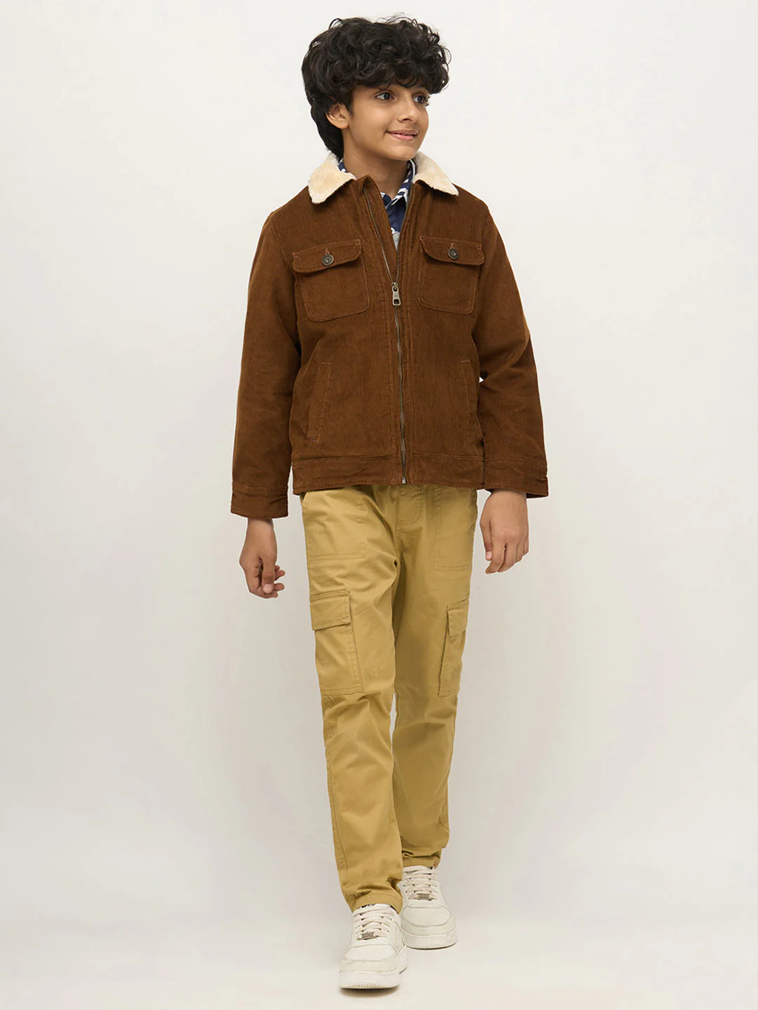 Boys Dark Brown Zip-Up Corduroy Jacket - Image 5