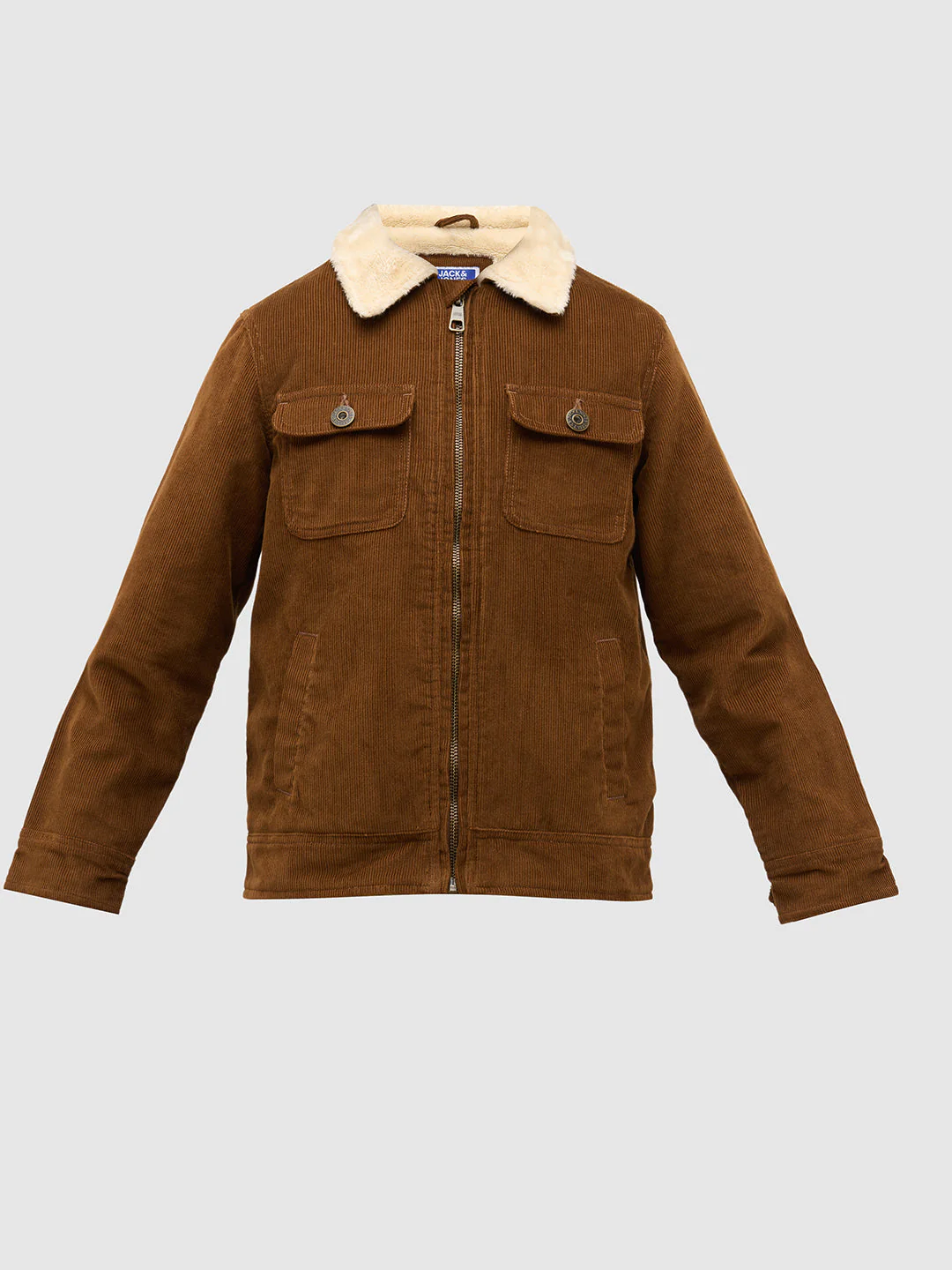 Boys Dark Brown Zip-Up Corduroy Jacket - Image 7