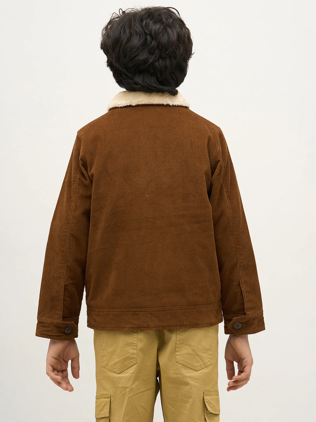 Boys Dark Brown Zip-Up Corduroy Jacket - Image 9