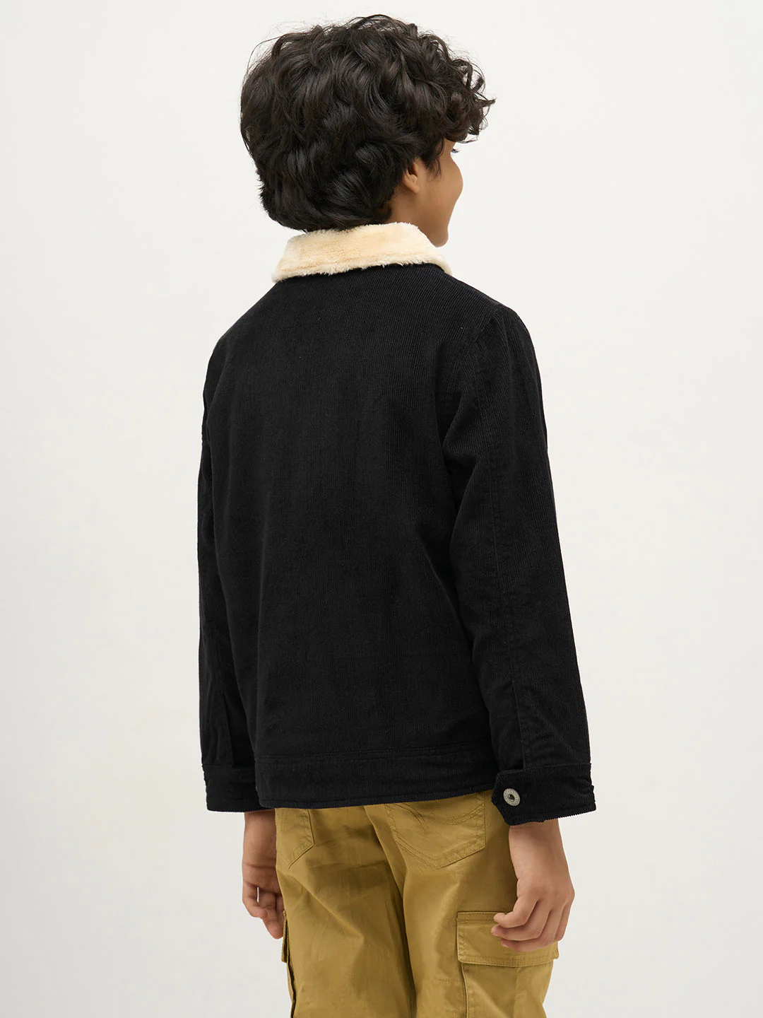 Boys Black Zip-Up Corduroy Jacket - Image 4
