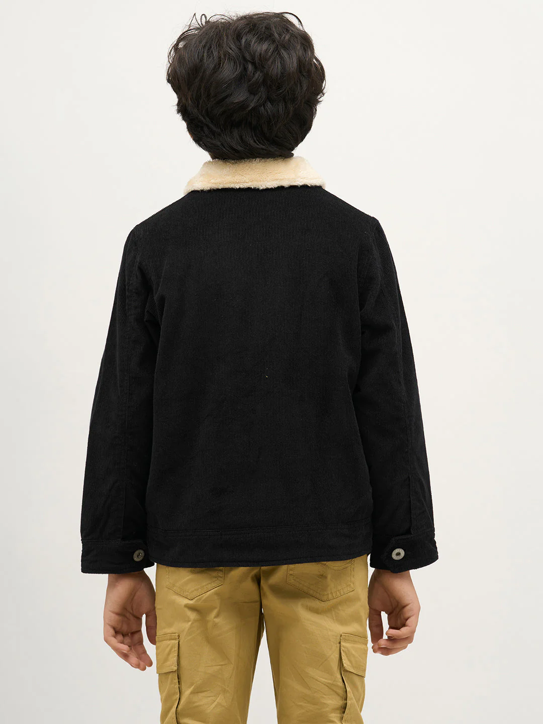 Boys Black Zip-Up Corduroy Jacket - Image 9