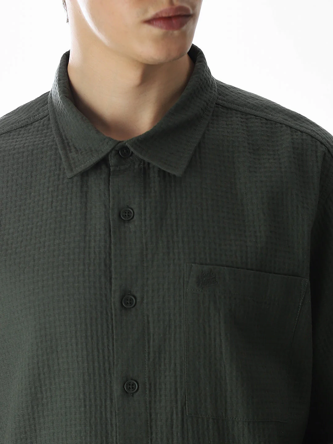 Dobby Olive Green Oversized Shirt - Image 5