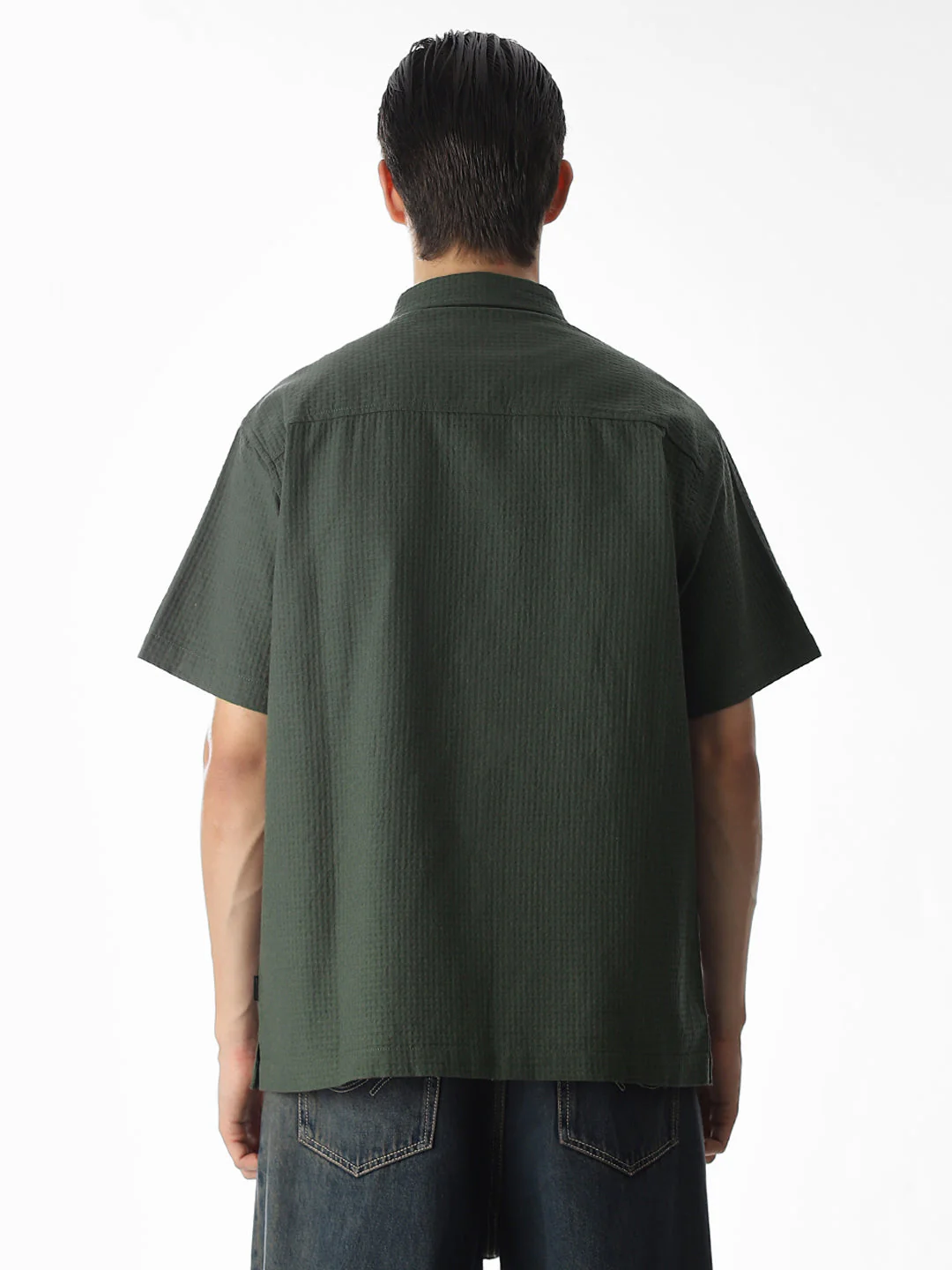 Dobby Olive Green Oversized Shirt - Image 9