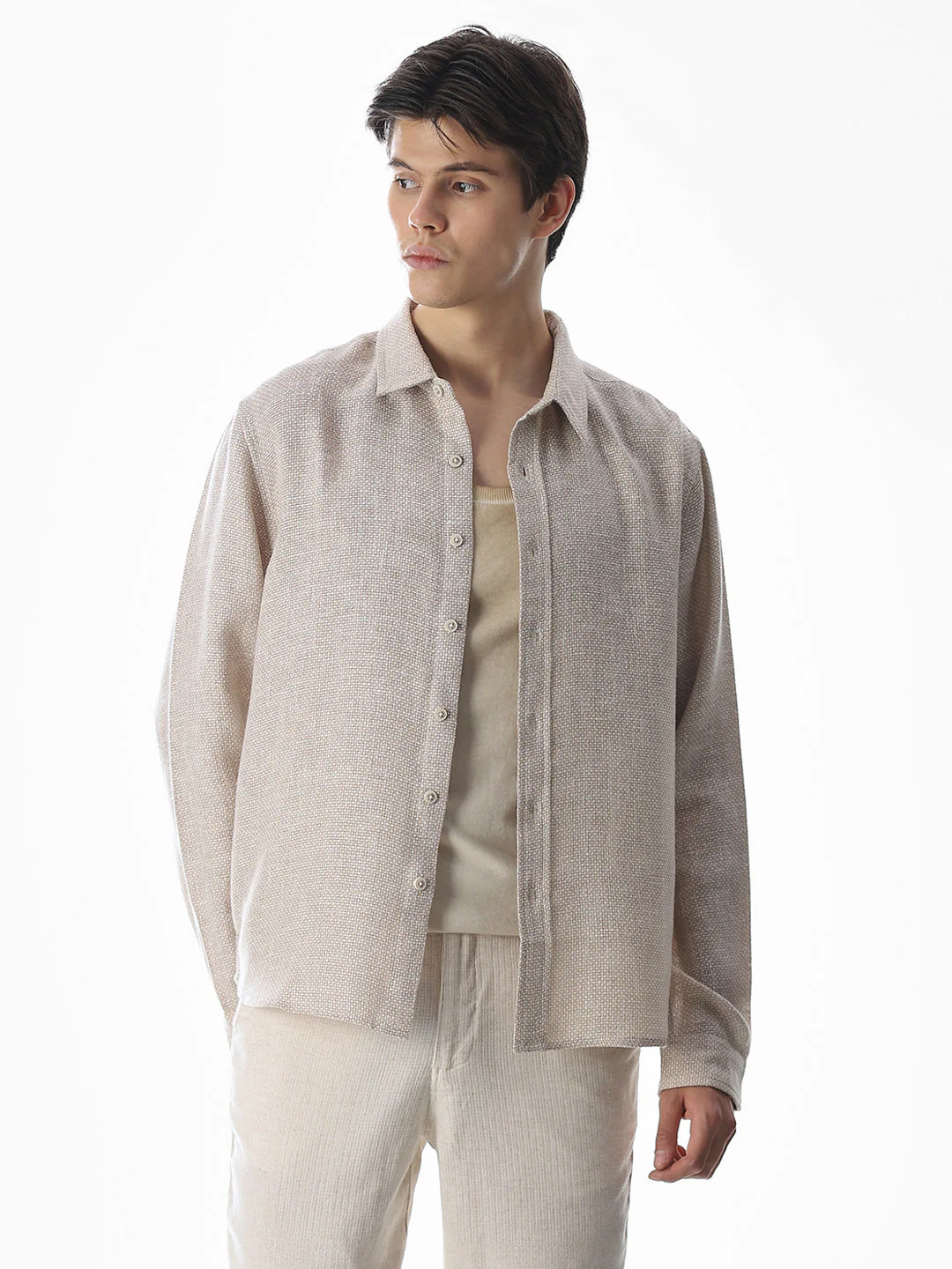 Dobby Full Sleeves Oversized Shirt - Image 2