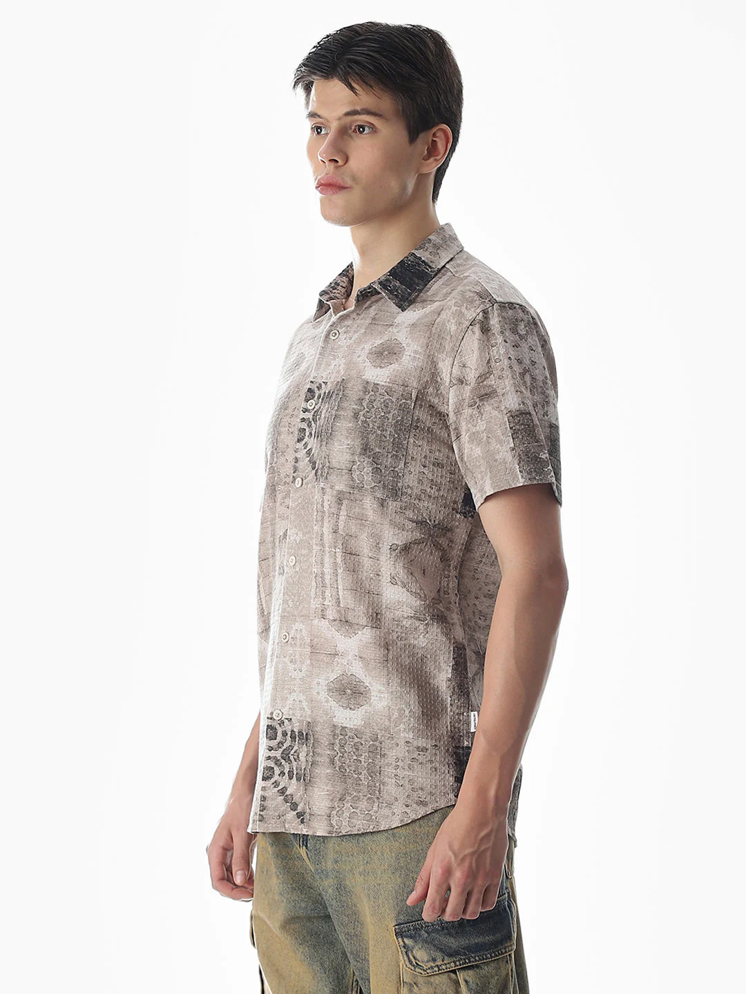 Brown Printed Comfort Fit Shirt - Image 3