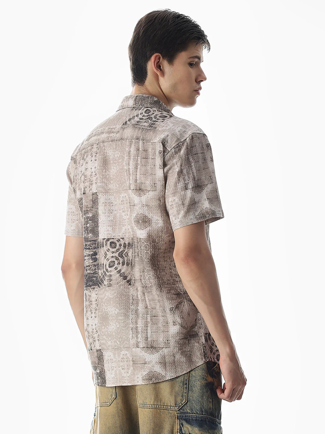 Brown Printed Comfort Fit Shirt - Image 4
