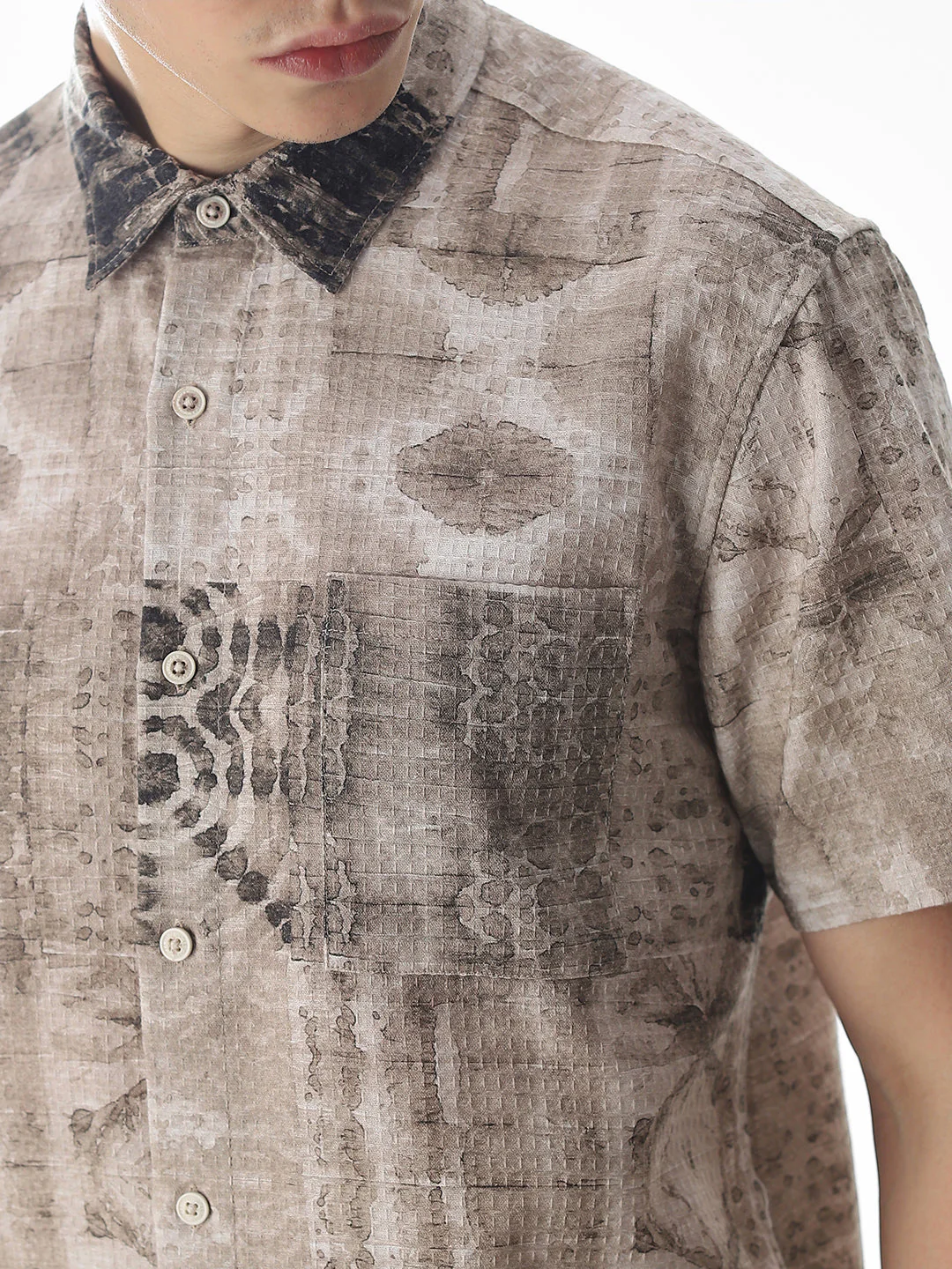Brown Printed Comfort Fit Shirt - Image 5