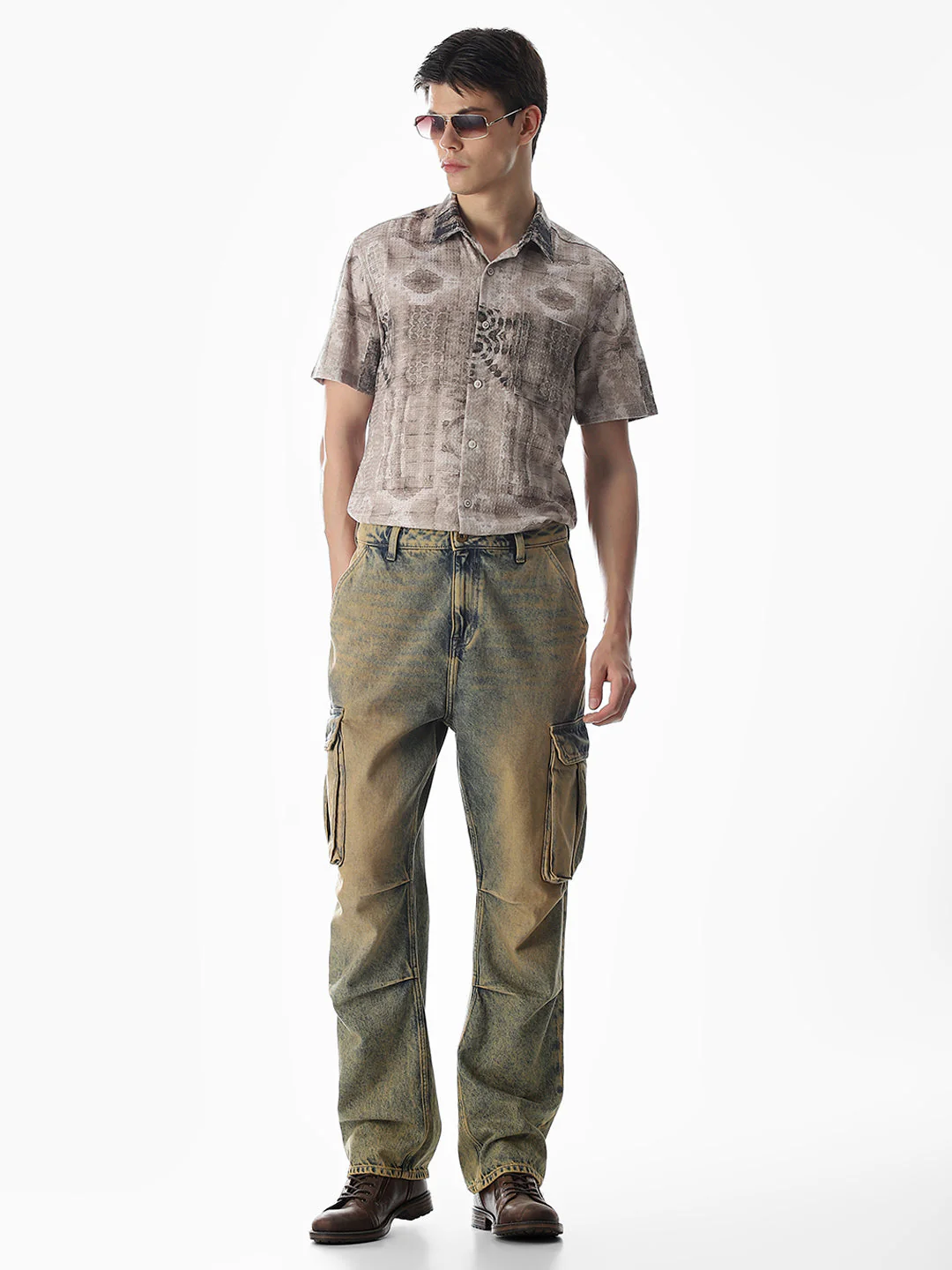 Brown Printed Comfort Fit Shirt - Image 6