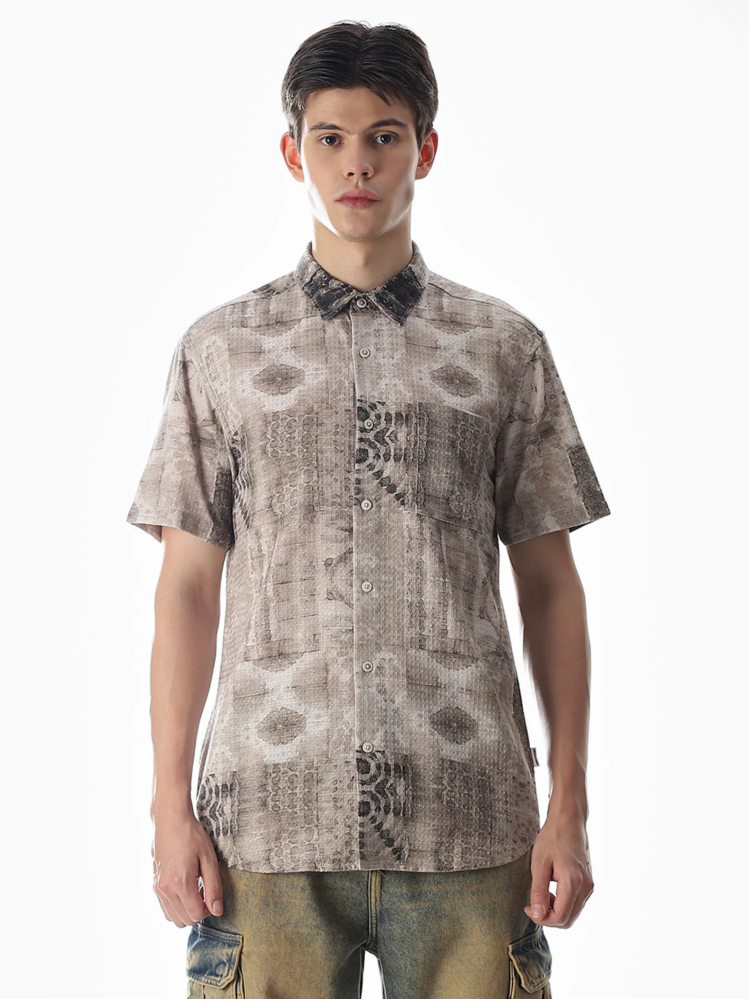 Brown Printed Comfort Fit Shirt - Image 8