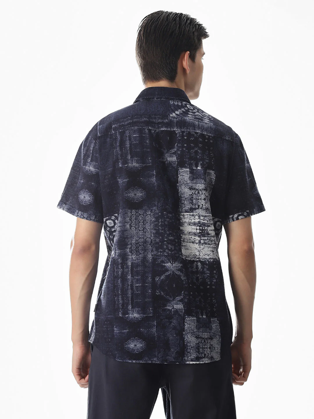 Blue Printed Comfort Fit Shirt - Image 4