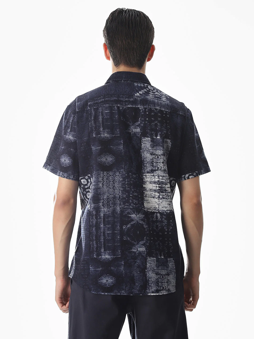 Blue Printed Comfort Fit Shirt - Image 9