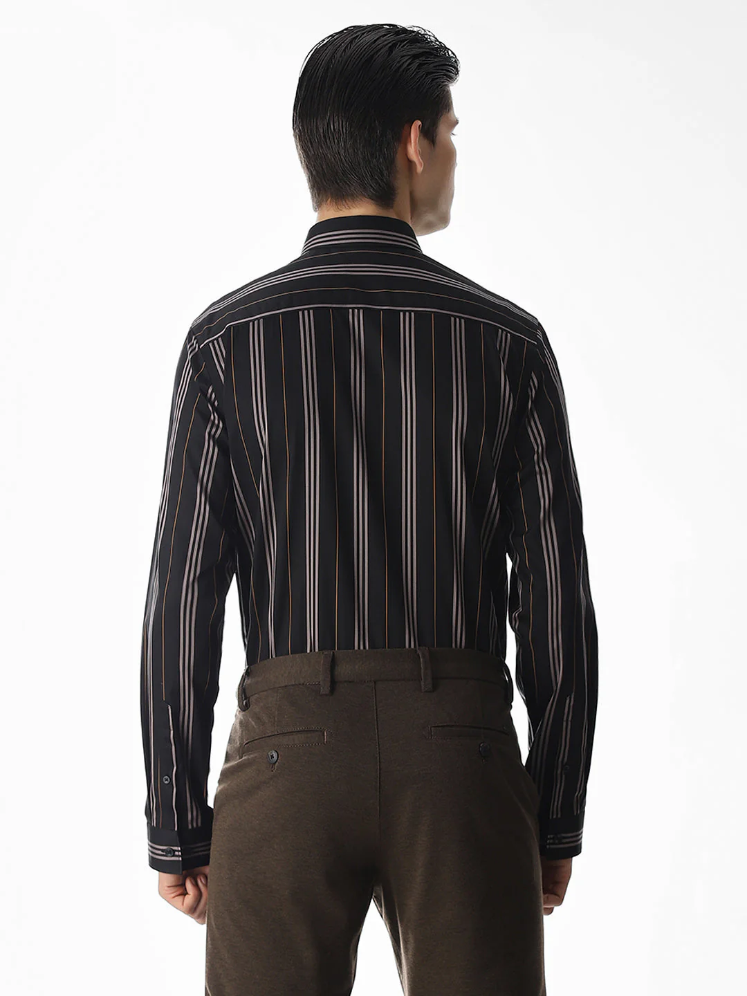 Slim Fit Striped Shirt - Black - Image 4