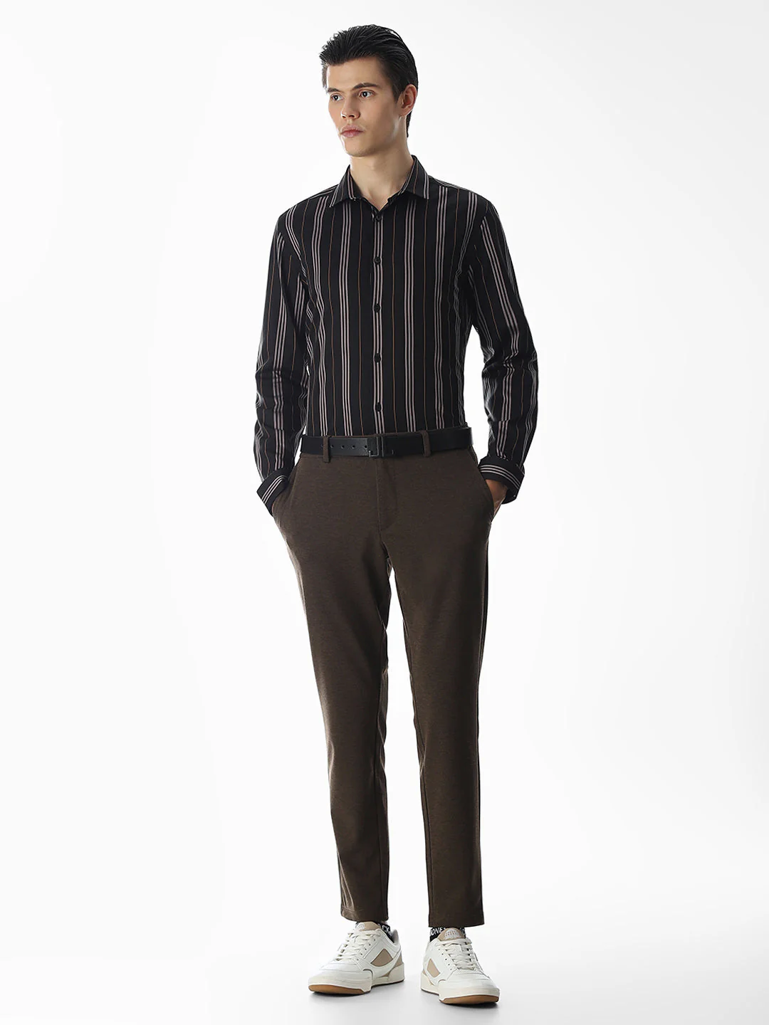 Slim Fit Striped Shirt - Black - Image 6