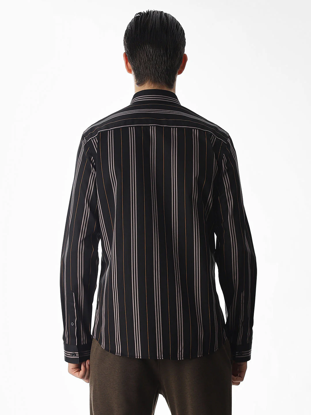 Slim Fit Striped Shirt - Black - Image 9