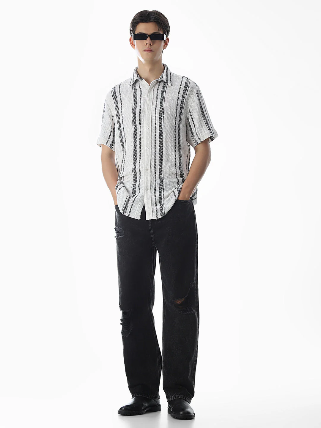 White Striped Oversized Shirt - Image 6