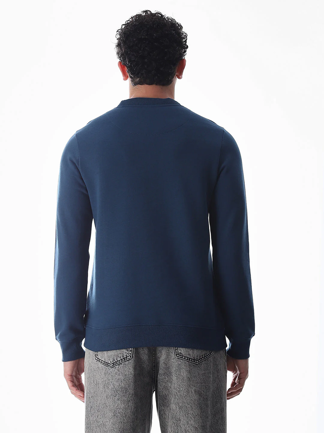 Blue Printed Regular Fit Sweatshirt - Image 9