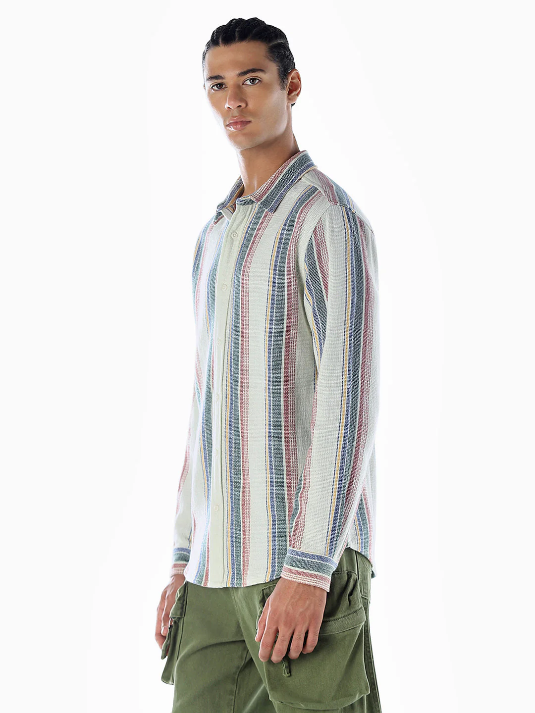Striped Cotton Regular Fit Shirt - Image 3