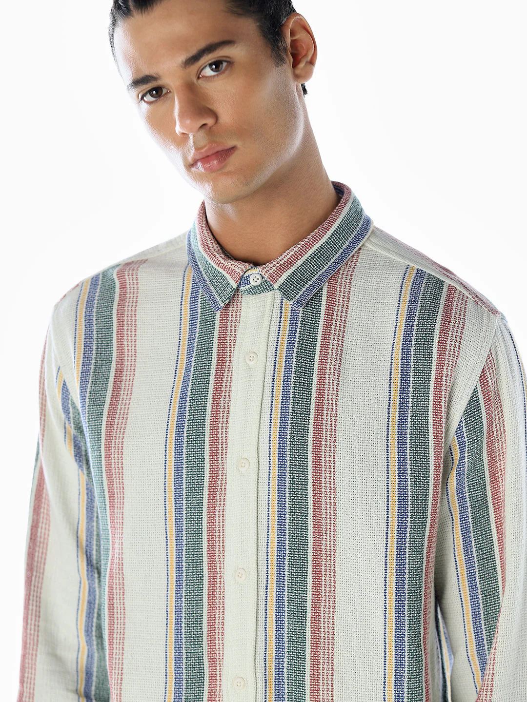 Striped Cotton Regular Fit Shirt - Image 5