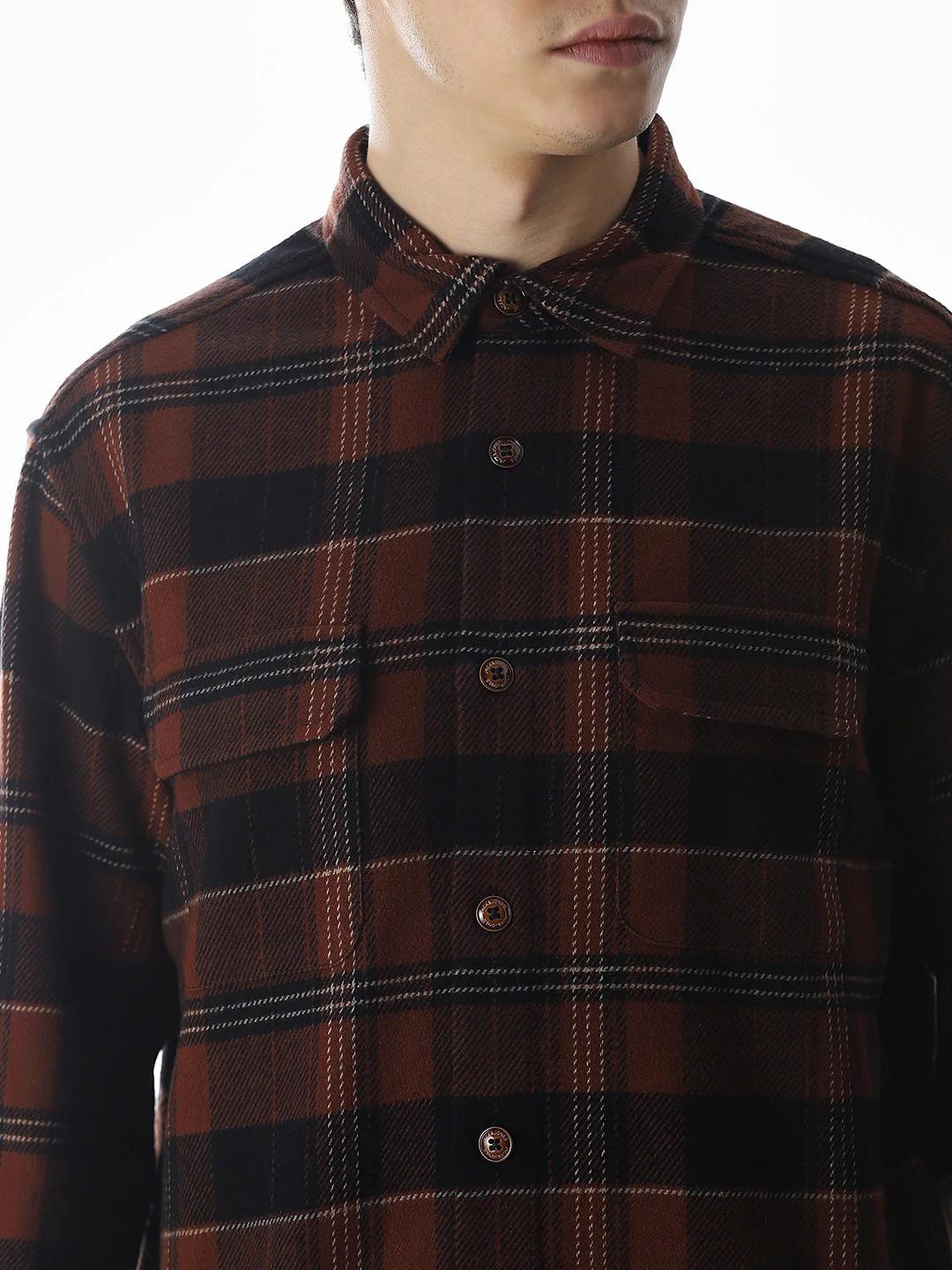 Ginger Brown Check Cotton Shirt - Image 5