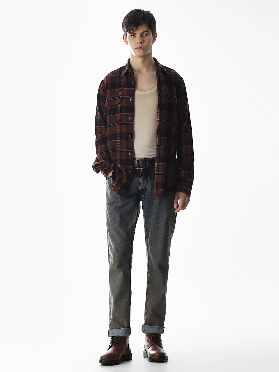 Ginger Brown Check Cotton Shirt - Image 6