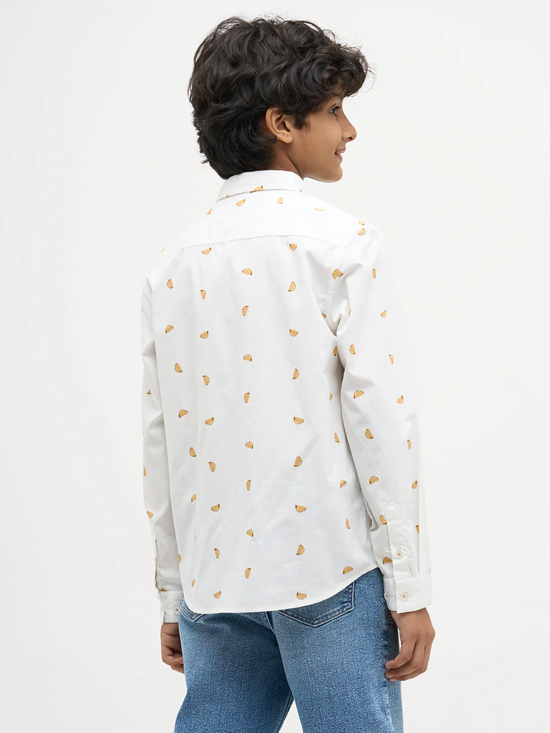White Taco Print Cotton Shirt - Image 4