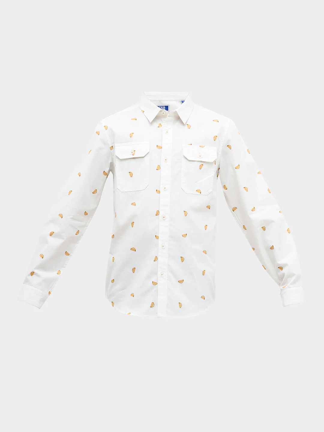 White Taco Print Cotton Shirt - Image 7