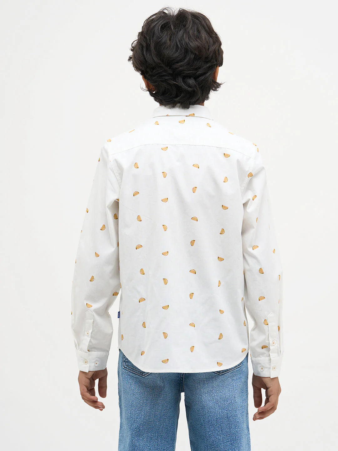 White Taco Print Cotton Shirt - Image 9