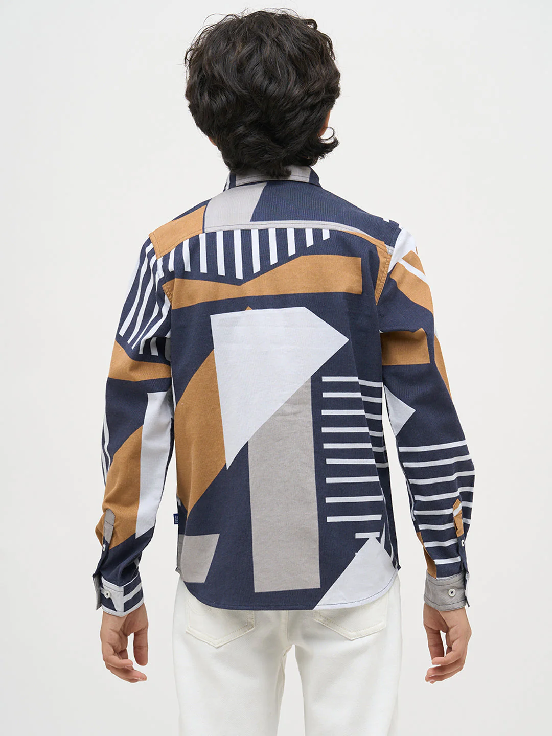 Boys Blue Printed Cotton Shirt - Image 9