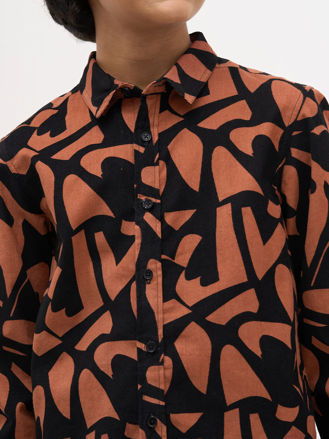 Boys Black Printed Cotton Shirt - Image 6