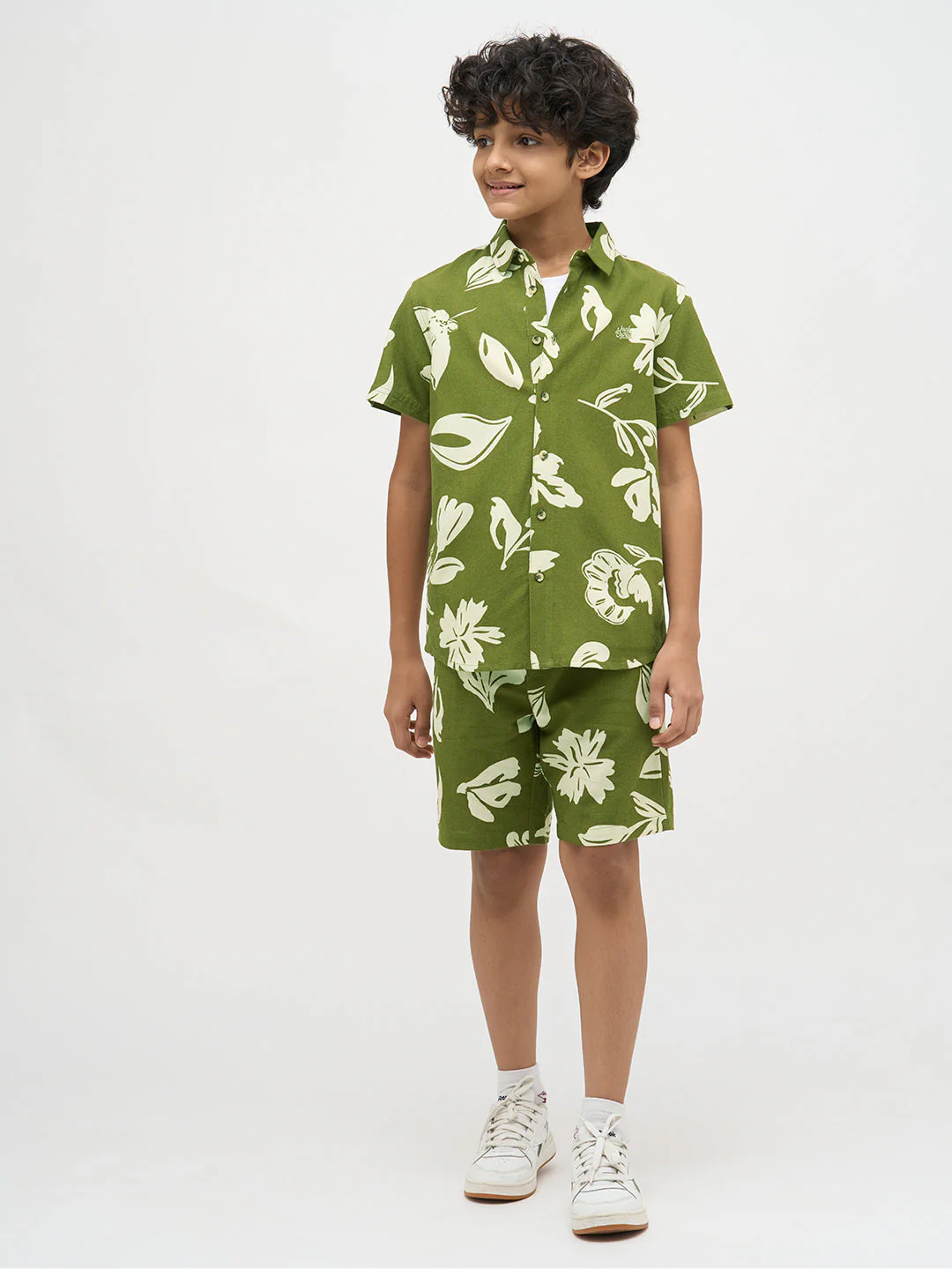 Boys Green Printed Shirt - Image 5