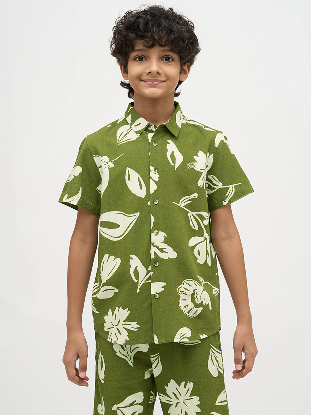 Boys Green Printed Shirt - Image 8