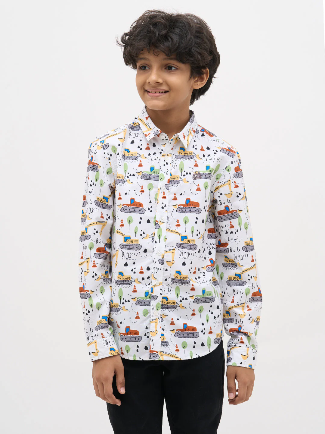 White Printed Cotton Shirt - Image 2