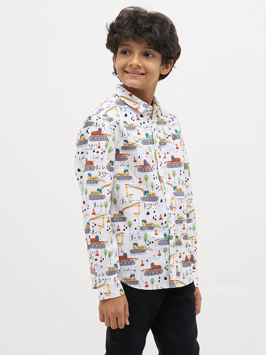 White Printed Cotton Shirt - Image 3