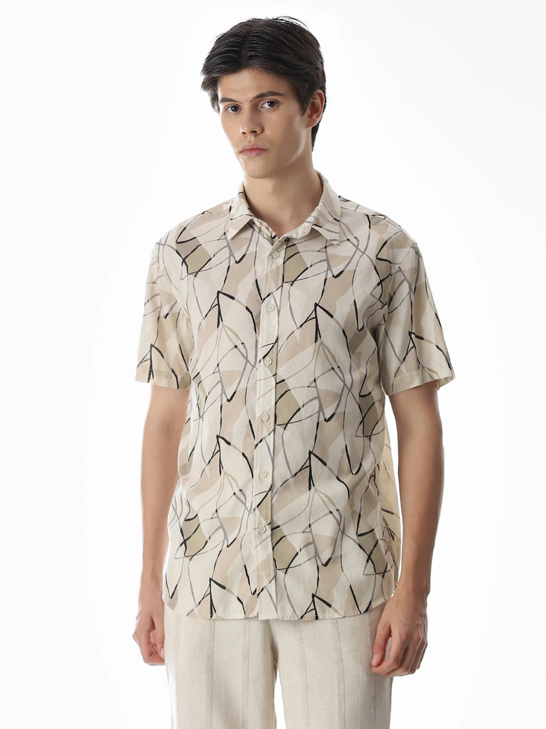 Linen Blend Printed Shirt - Image 2