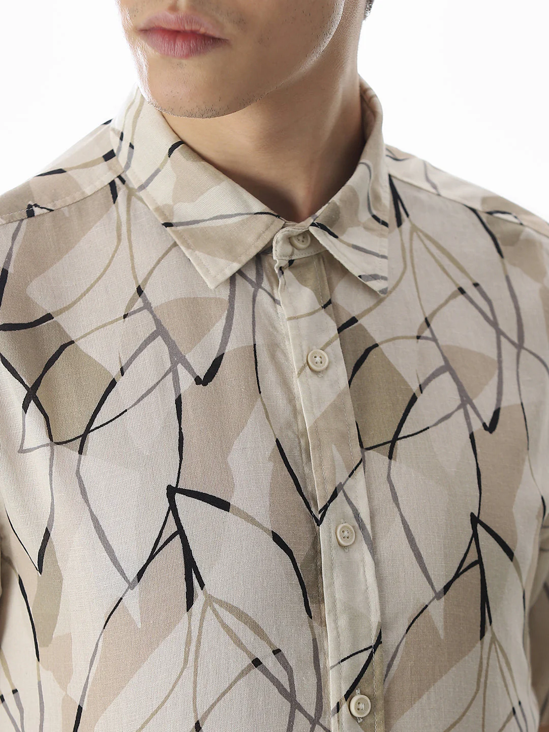 Linen Blend Printed Shirt - Image 5