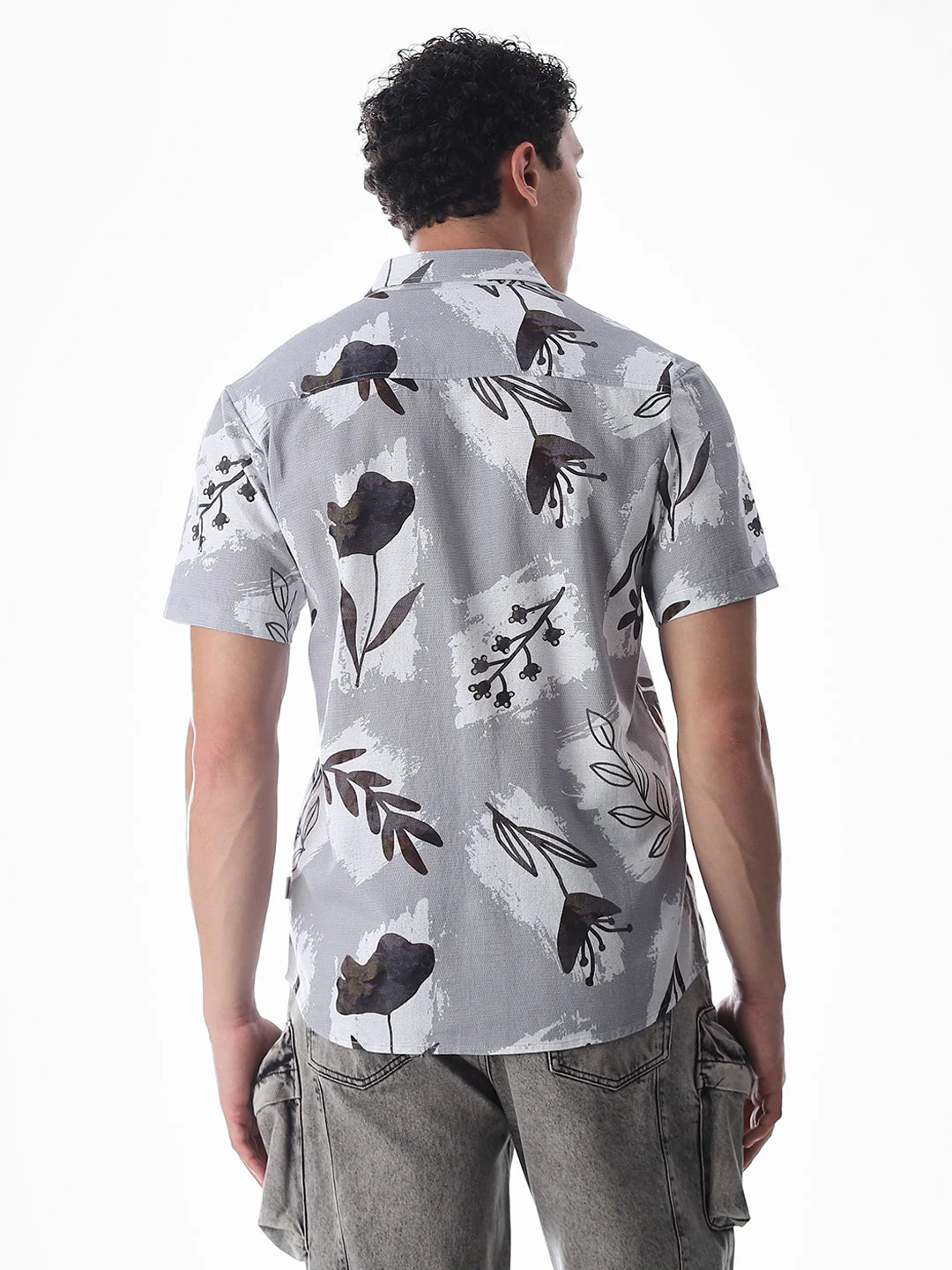 Grey Comfort Fit Printed Shirt - Image 4