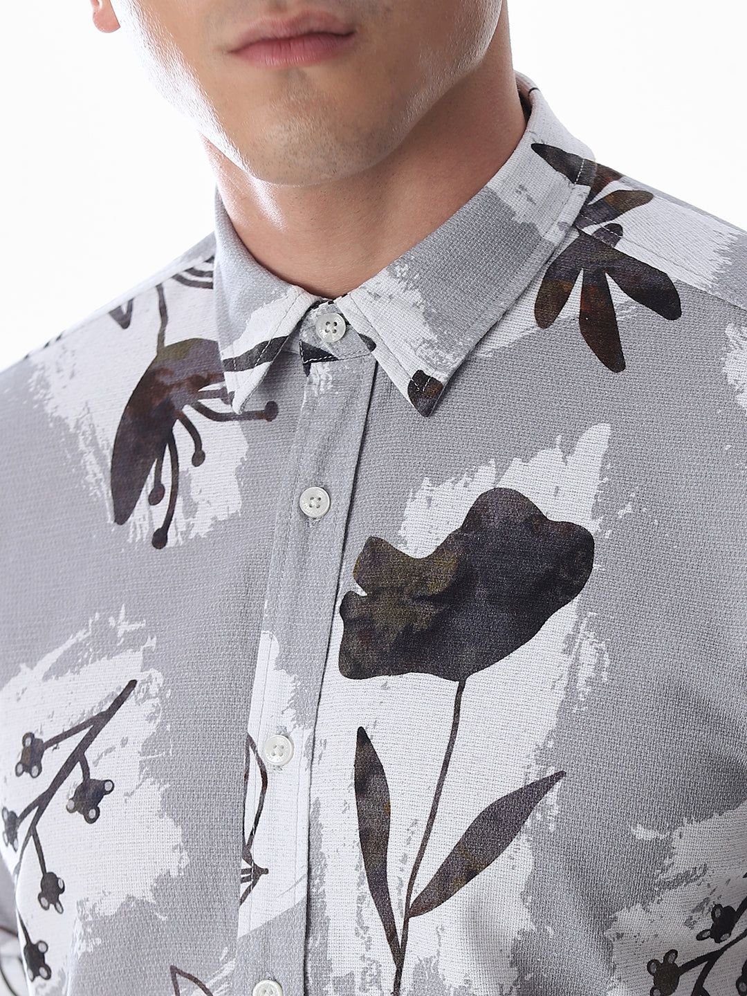 Grey Comfort Fit Printed Shirt - Image 5