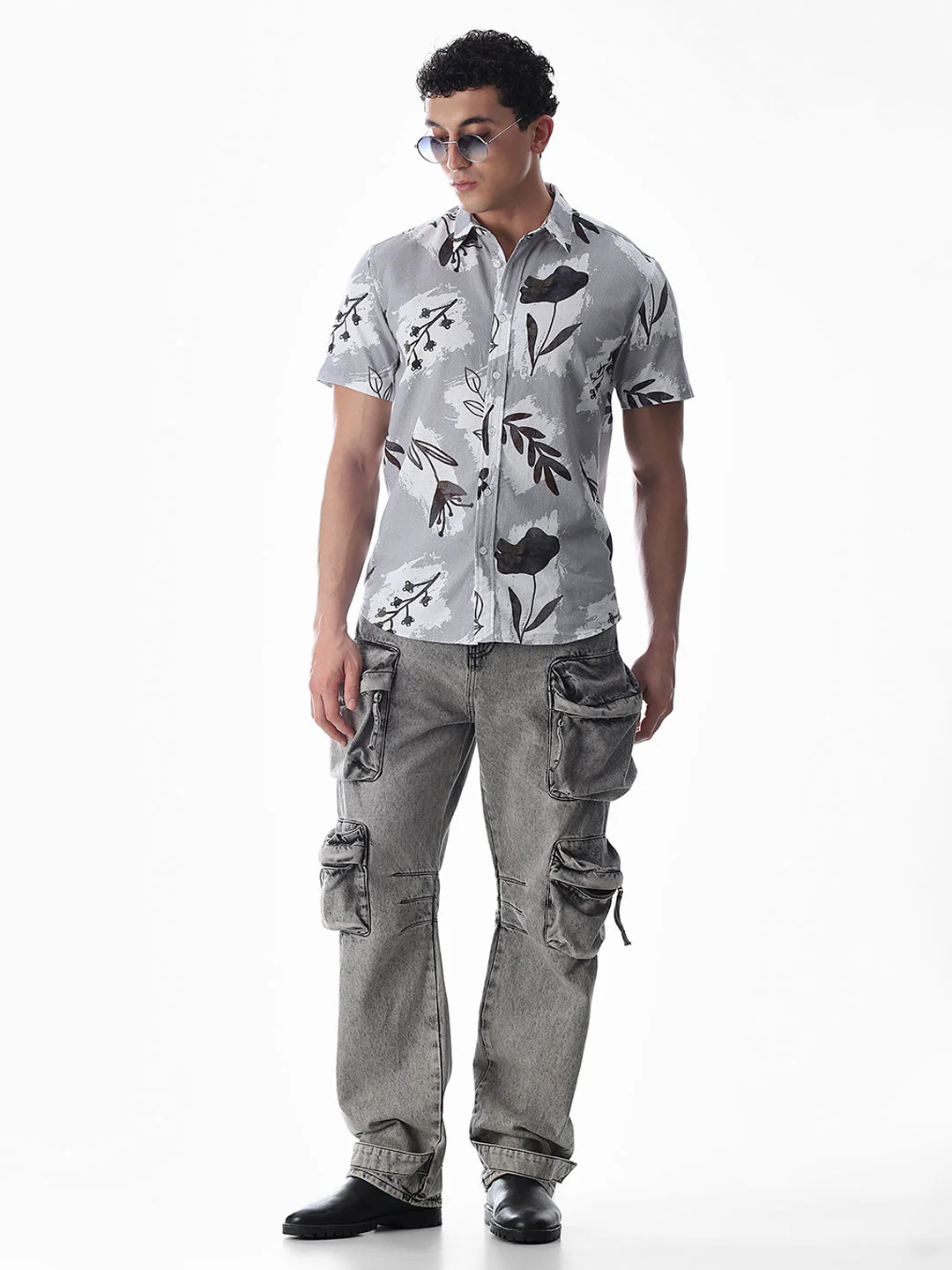 Grey Comfort Fit Printed Shirt - Image 6