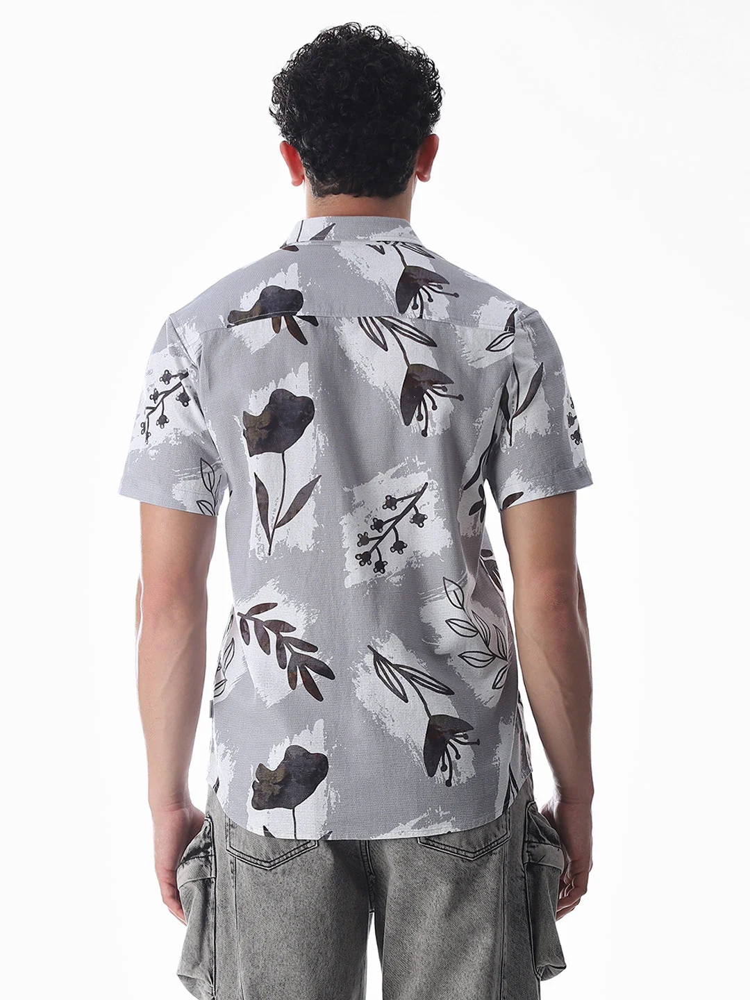 Grey Comfort Fit Printed Shirt - Image 9