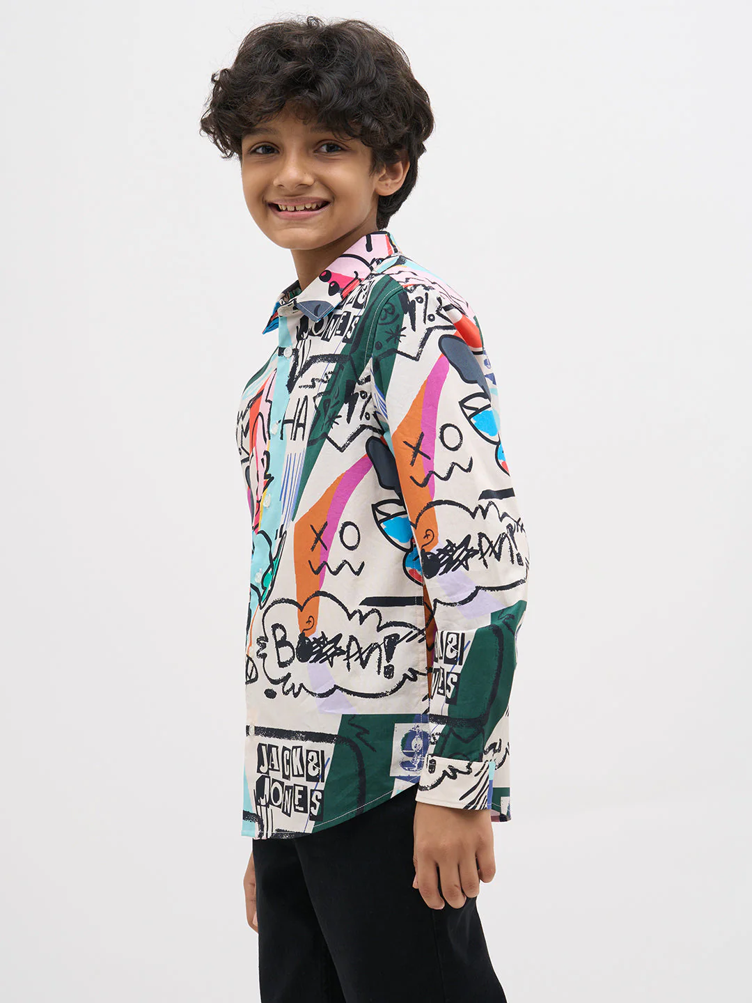 White Abstract Print Shirt - Image 3
