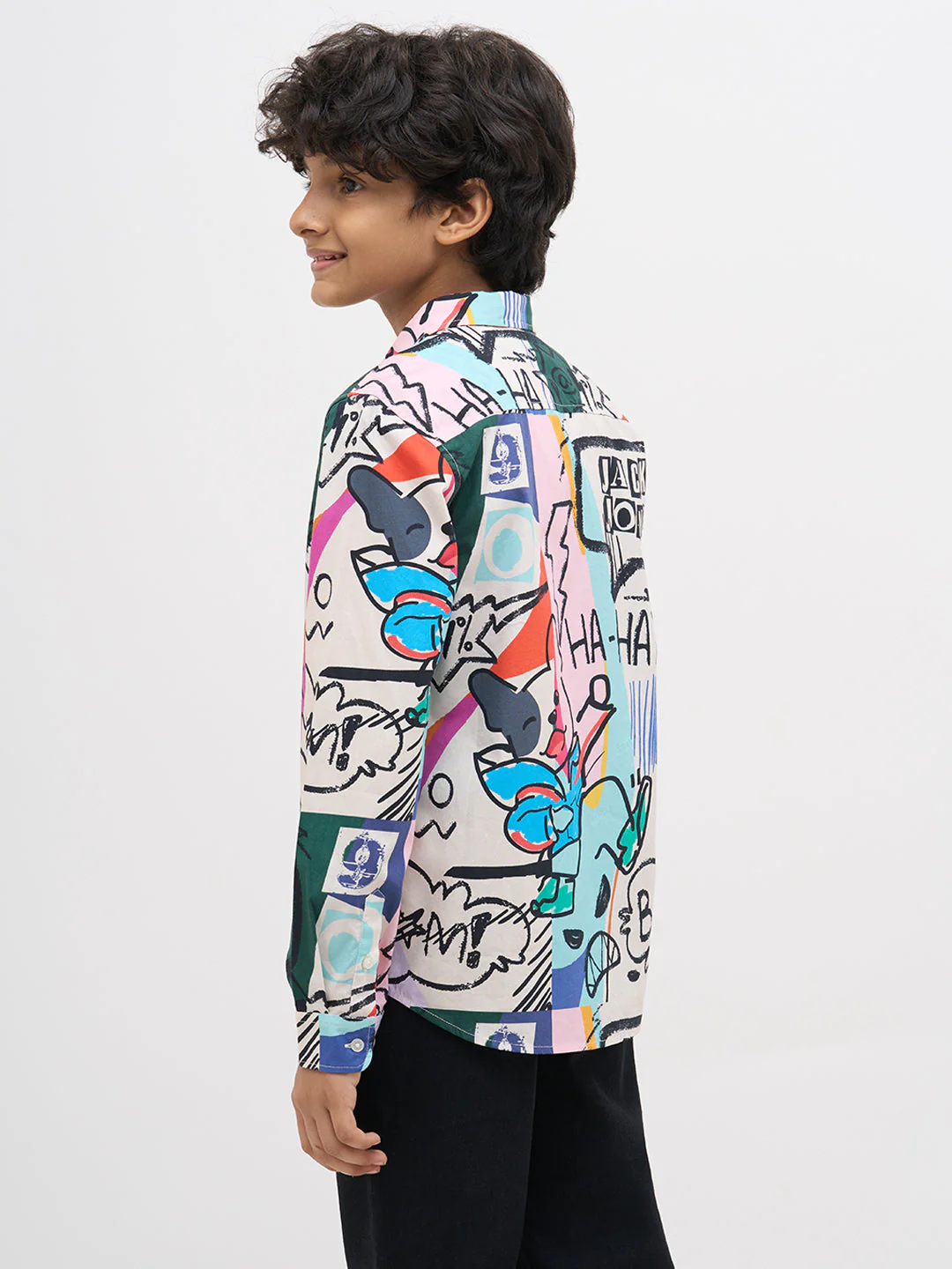 White Abstract Print Shirt - Image 4