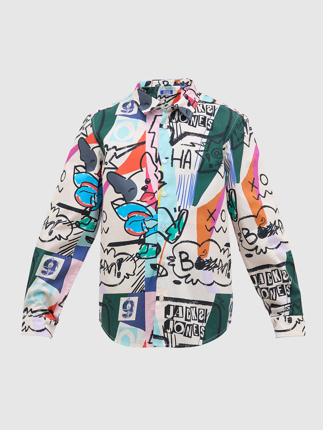 White Abstract Print Shirt - Image 7