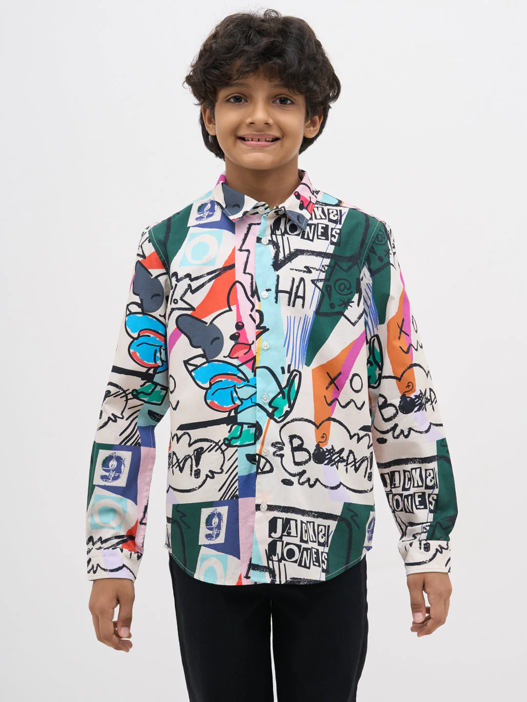 White Abstract Print Shirt - Image 8